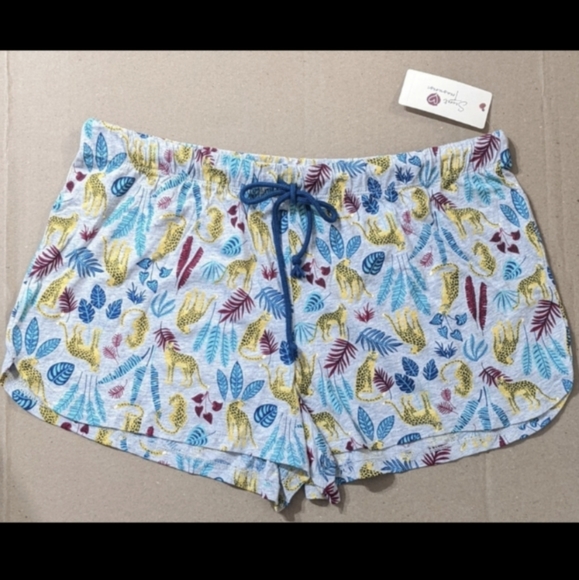 Women's Cheetah Tropical Print Top and Bottoms 2 PC Pajamas Set, Size Large, NWT - Picture 5 of 7